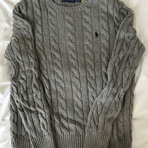 Polo Ralph Lauren Grey Cable Knit Cotton Sweater Size S